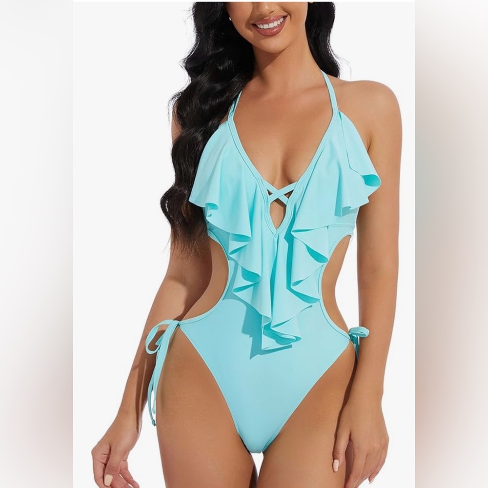 NWT Women's Lomitti Cutout One Piece Swimsuit Sexy Monokini Bathing Suit